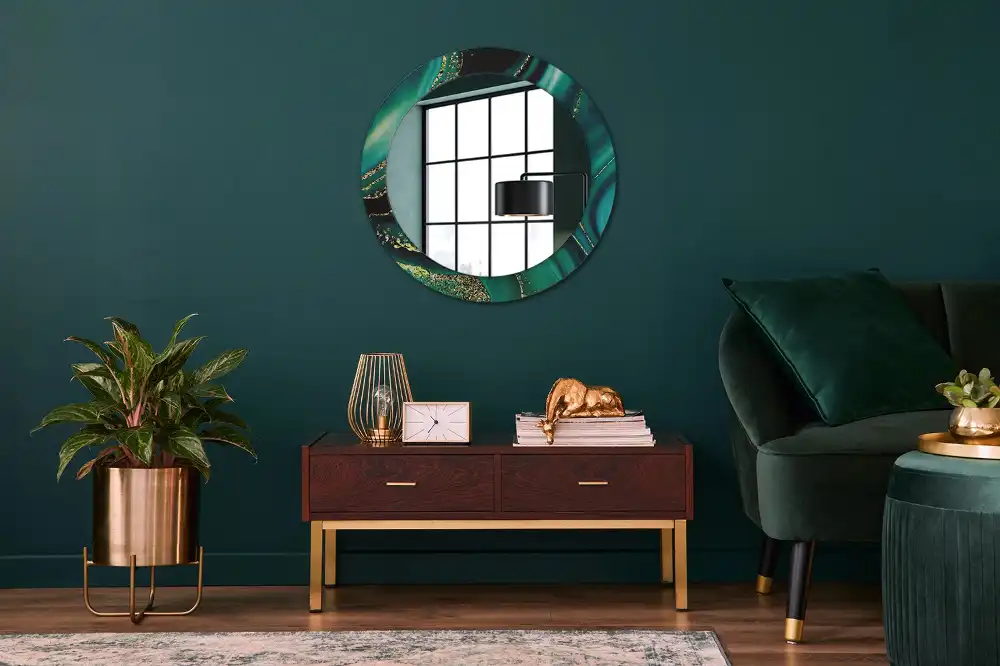 Round wall mirror decor Emerald marble