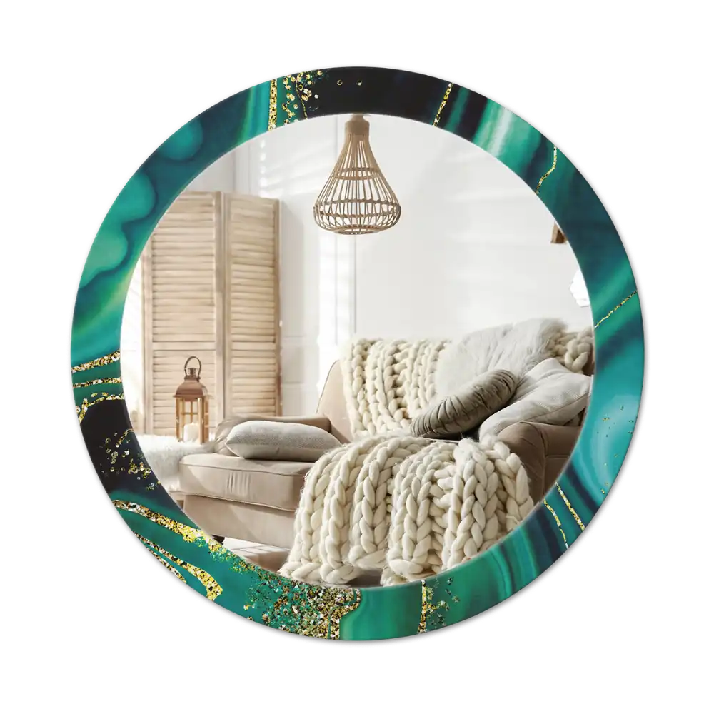 Round wall mirror decor Emerald marble