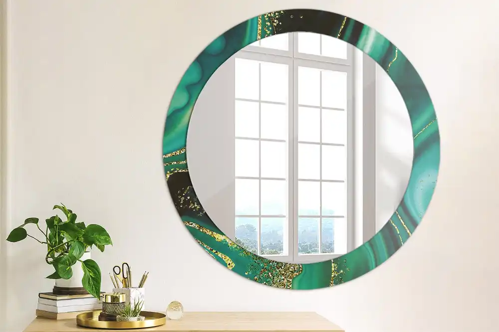 Round wall mirror decor Emerald marble