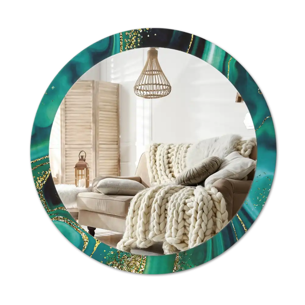 Round wall mirror decor Emerald marble