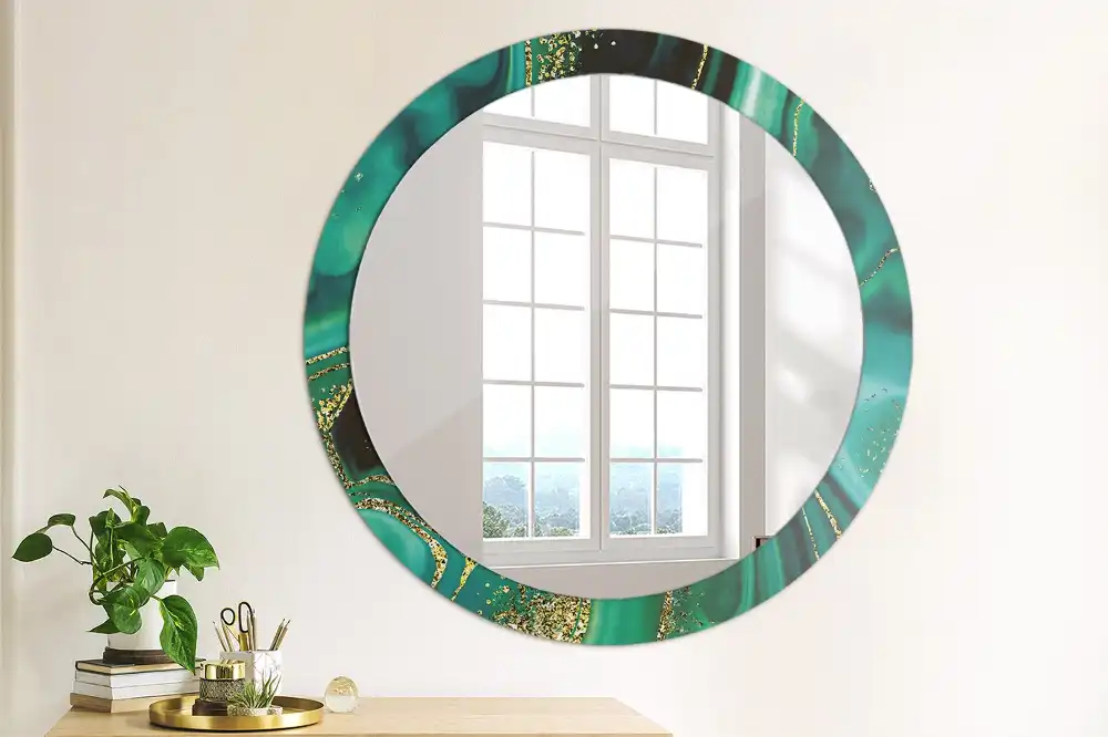 Round wall mirror decor Emerald marble