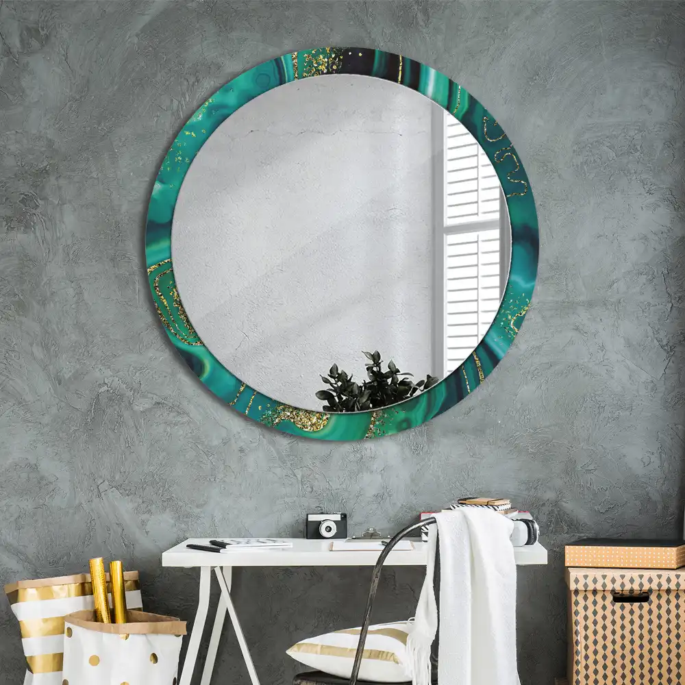 Round wall mirror decor Emerald marble