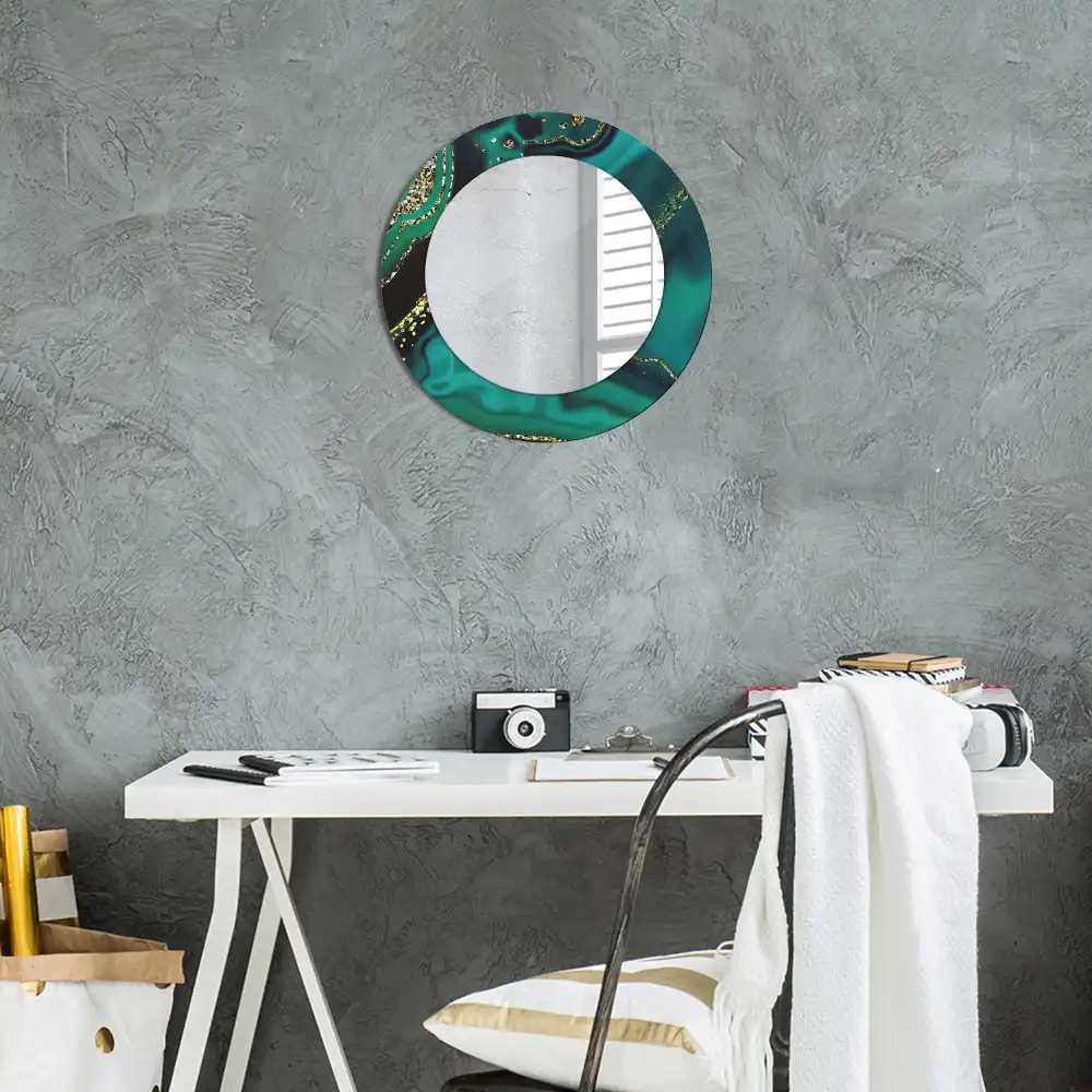 Round wall mirror decor Emerald marble