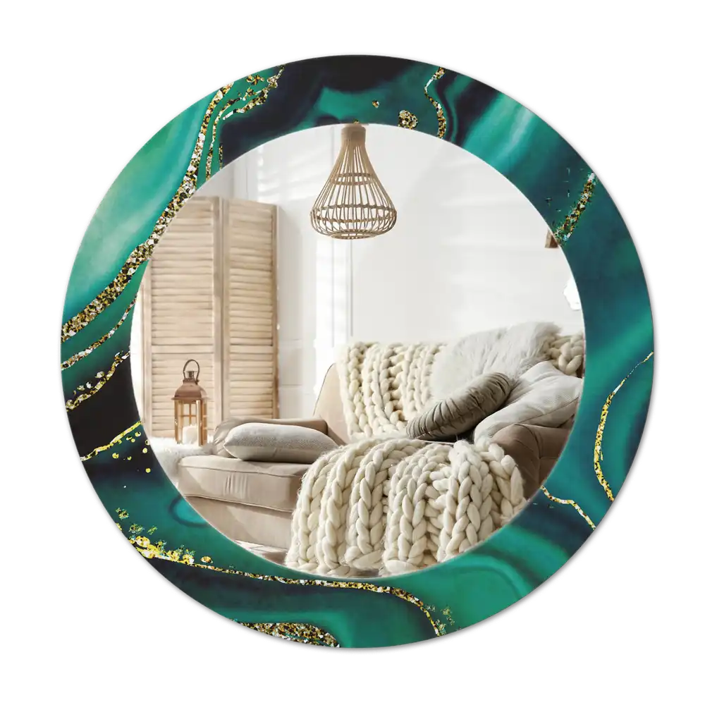 Round wall mirror decor Emerald marble