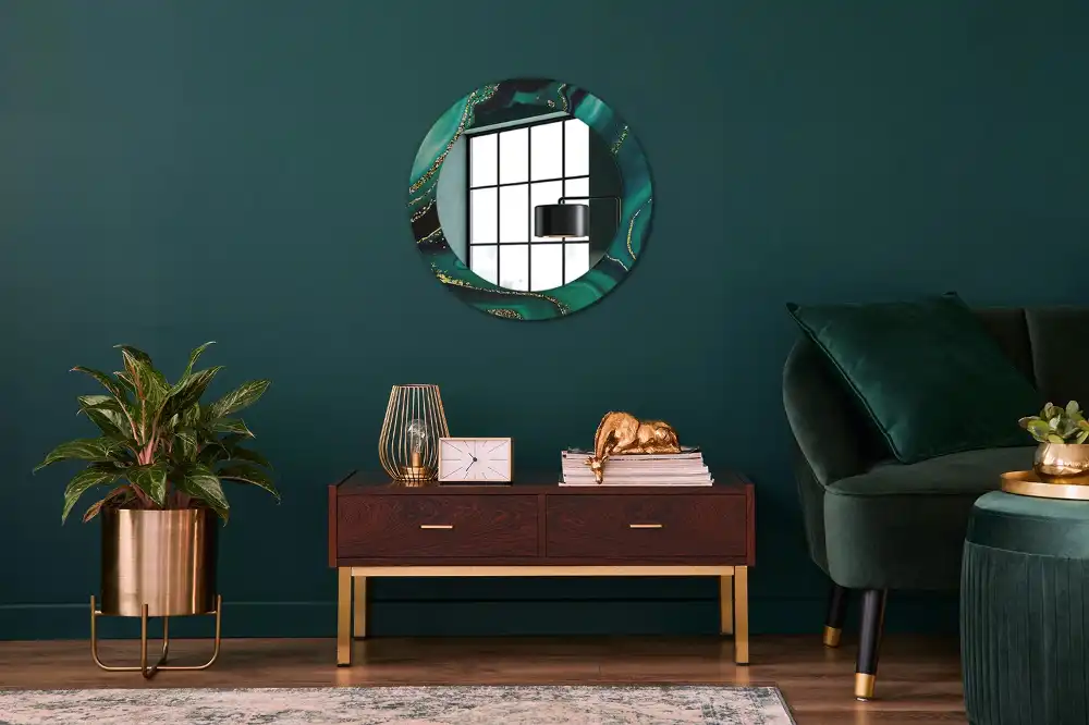 Round wall mirror decor Emerald marble