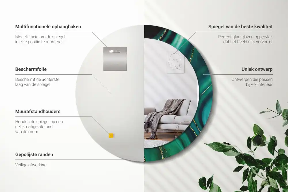 Round wall mirror decor Emerald marble