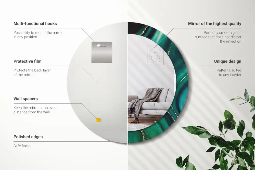 Round wall mirror decor Emerald marble