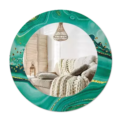Round mirror frame with print Agate marble