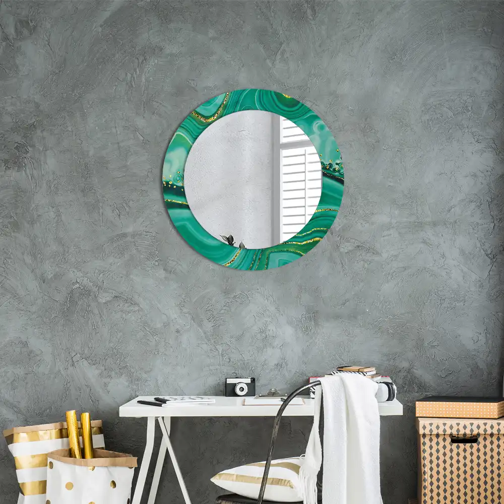 Round mirror frame with print Agate marble