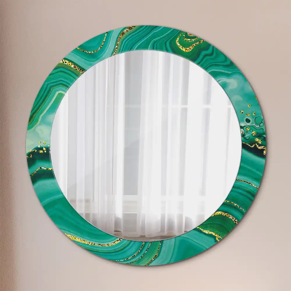 Round mirror frame with print Agate marble