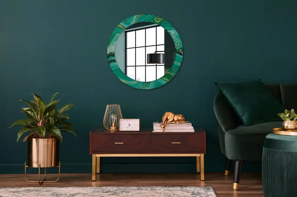 Round mirror frame with print Agate marble