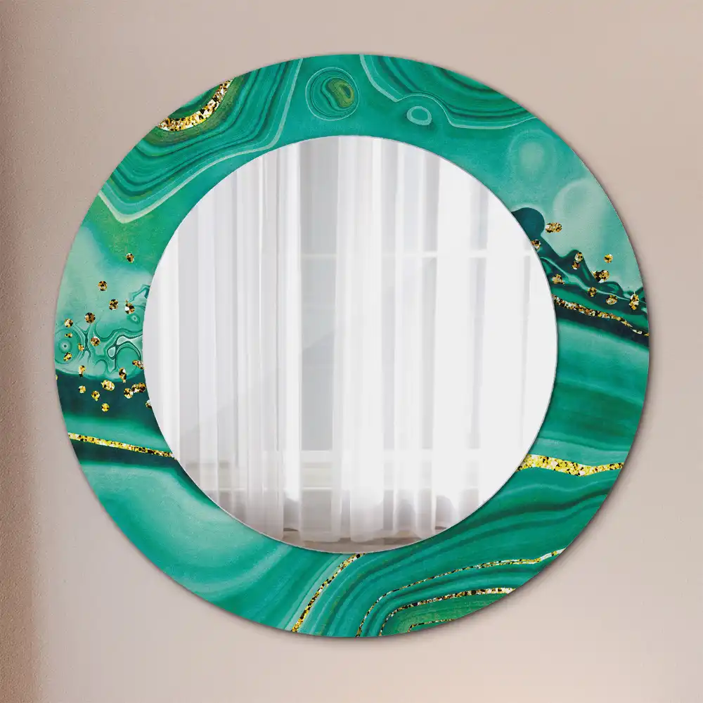 Round mirror frame with print Agate marble