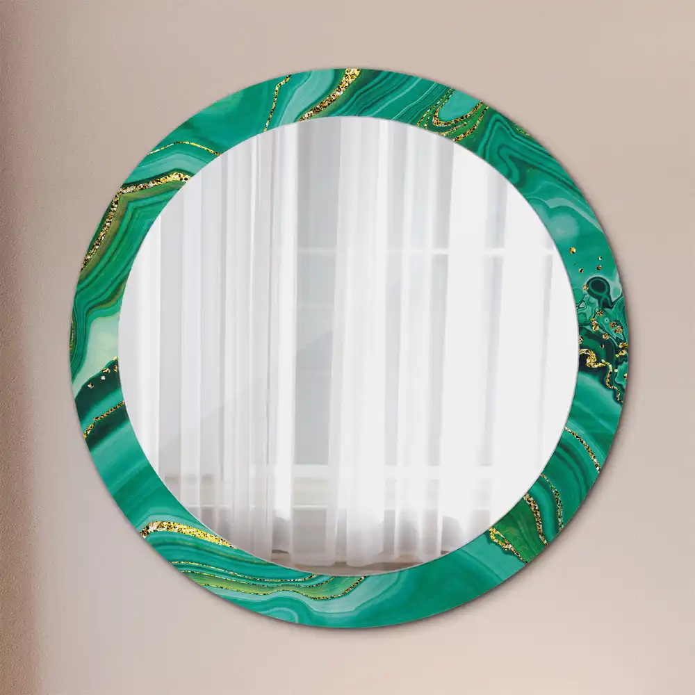 Round mirror frame with print Agate marble