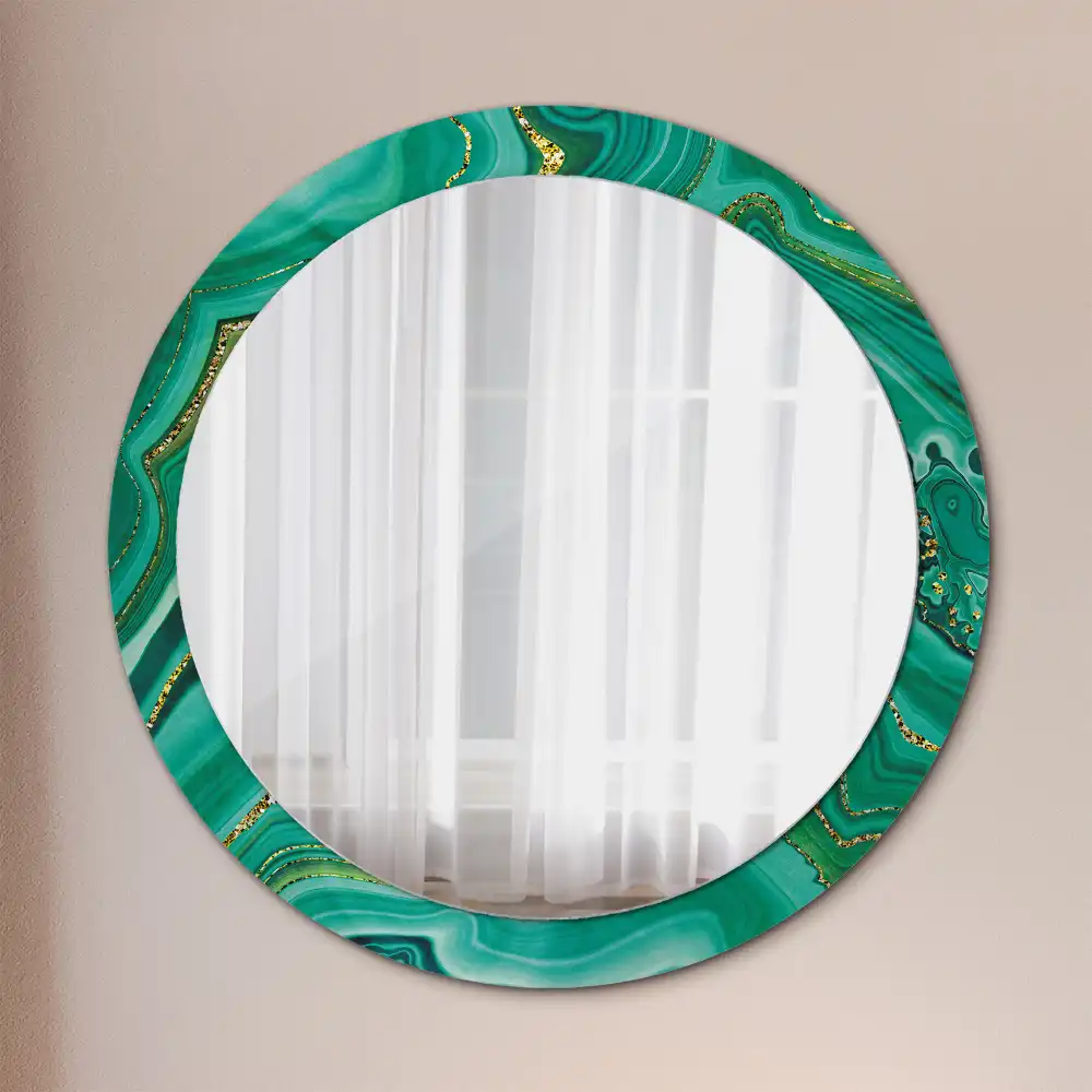 Round mirror frame with print Agate marble