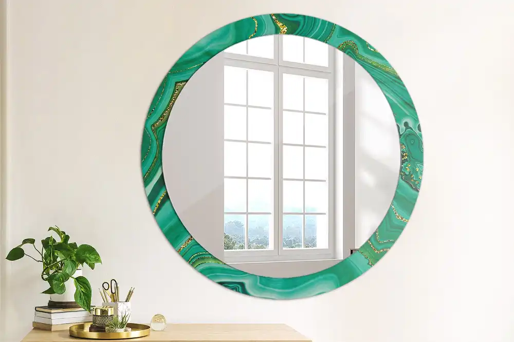 Round mirror frame with print Agate marble