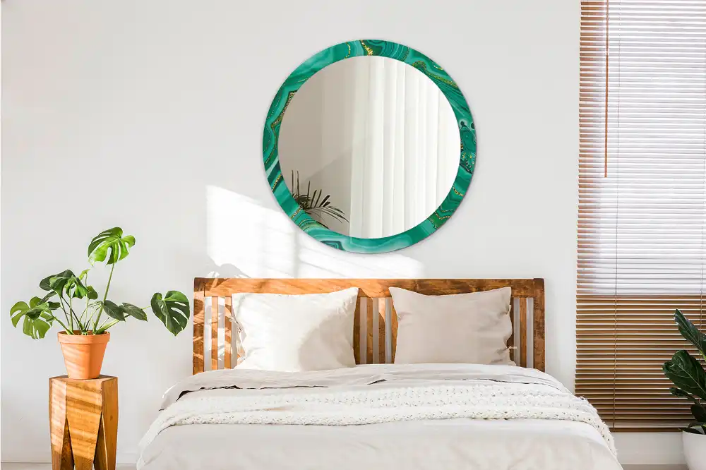 Round mirror frame with print Agate marble