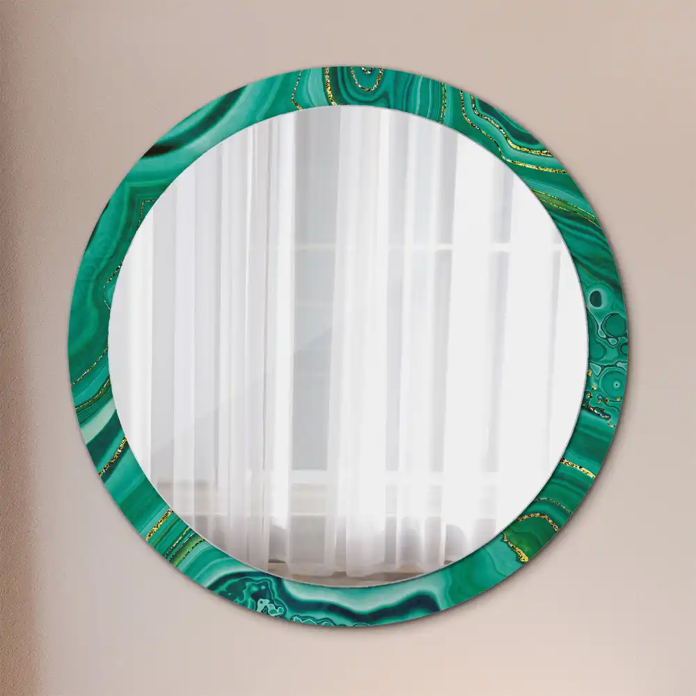 Round mirror frame with print Agate marble