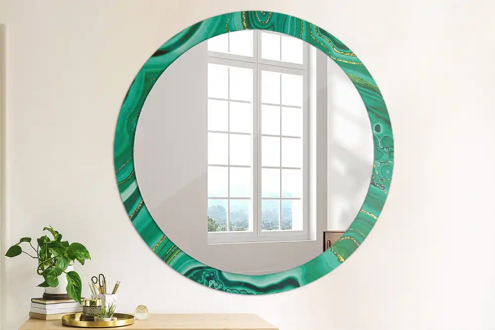 Round mirror frame with print Agate marble