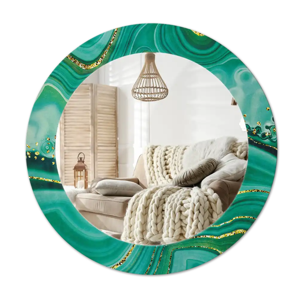 Round mirror frame with print Agate marble