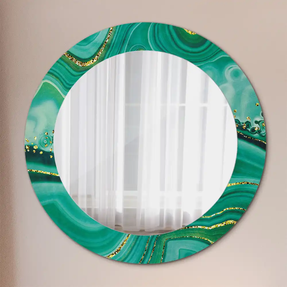 Round mirror frame with print Agate marble