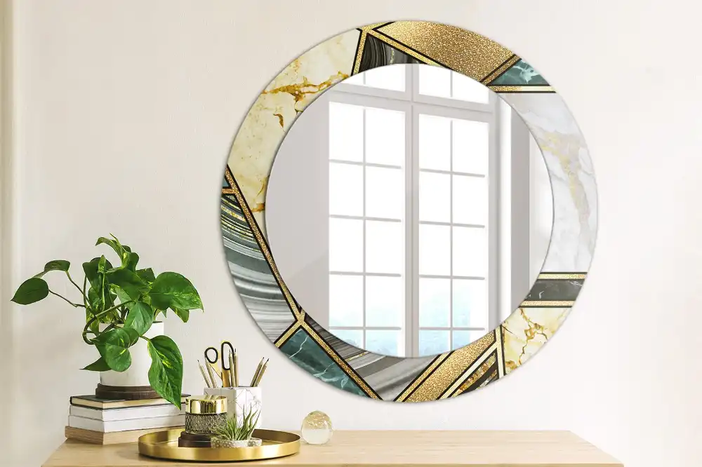 Round printed mirror Marble style