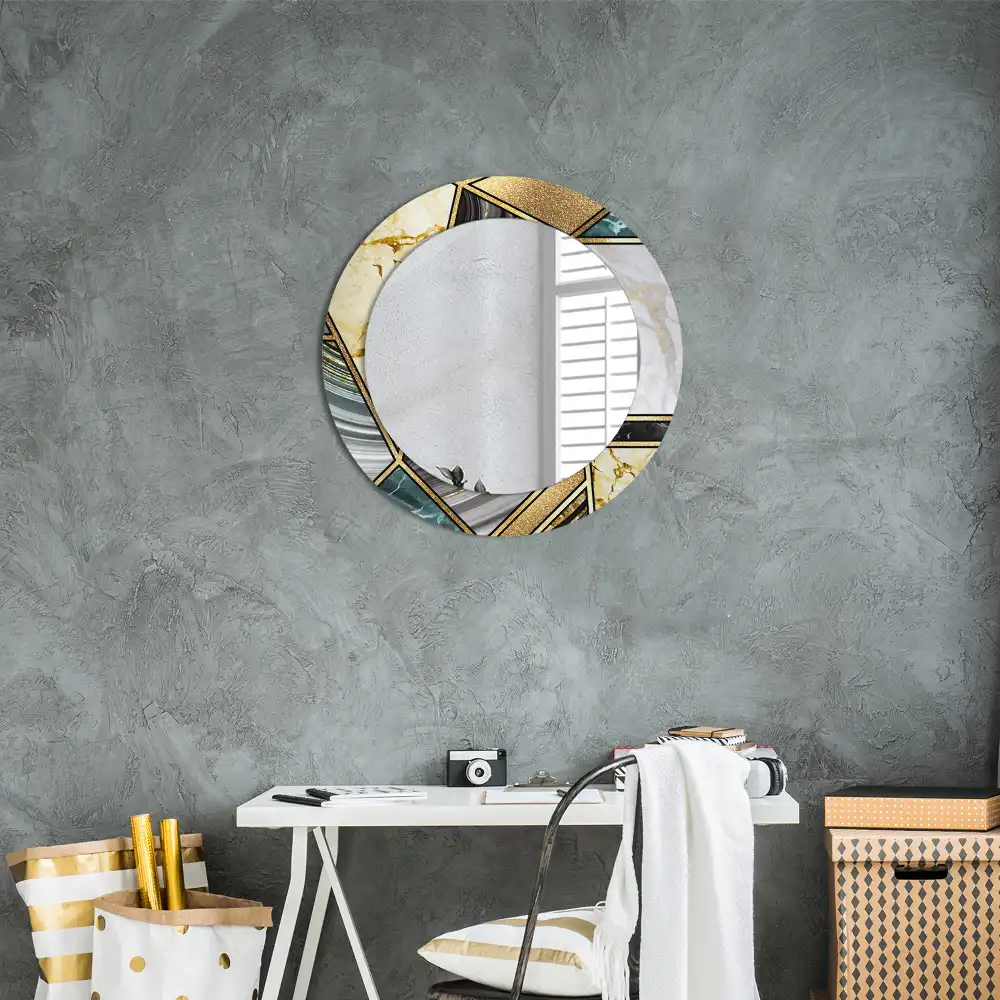 Round printed mirror Marble style