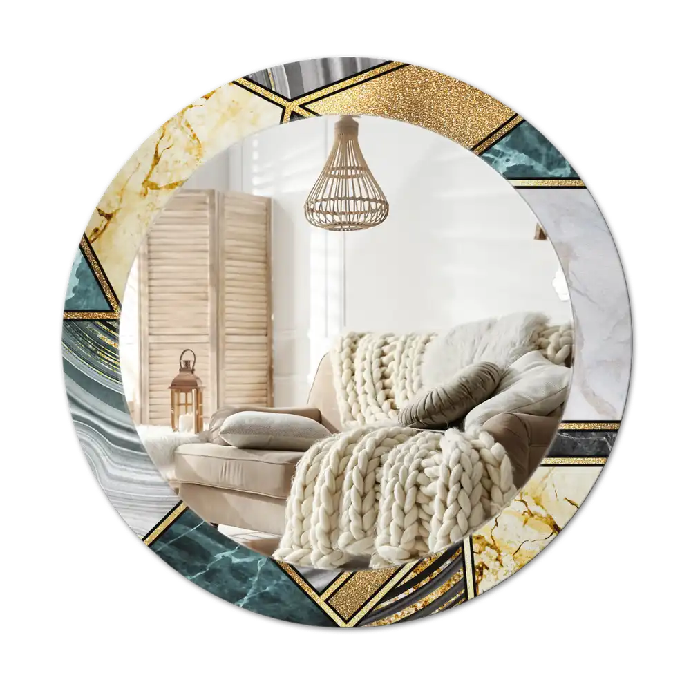 Round printed mirror Marble style