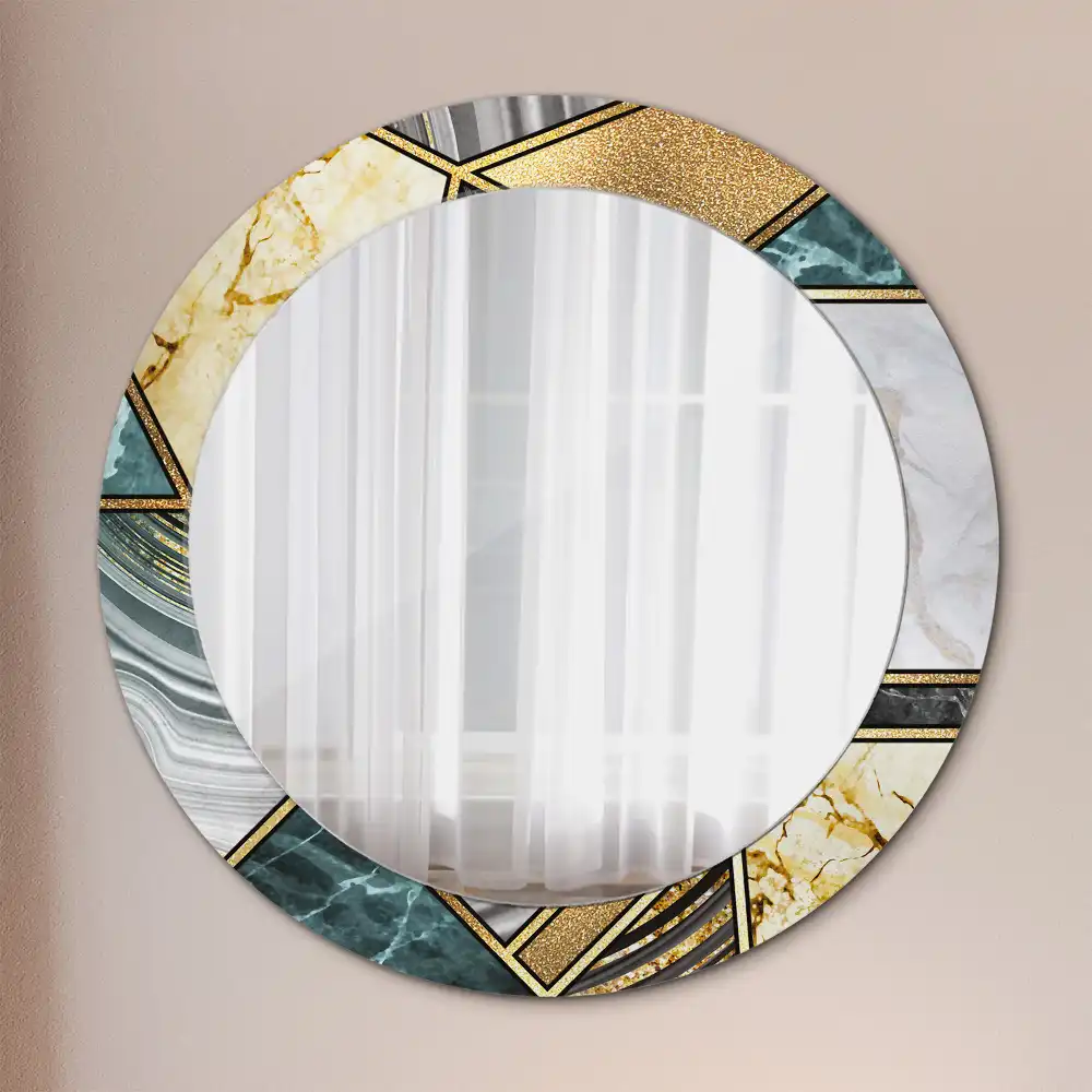 Round printed mirror Marble style