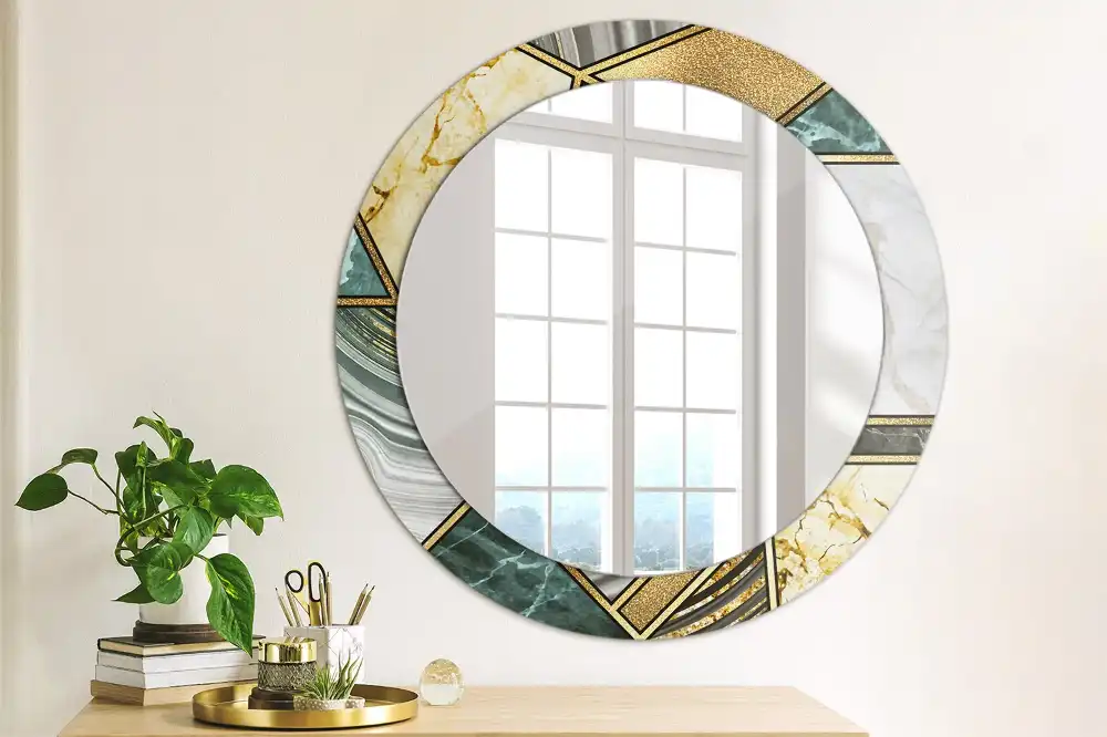 Round printed mirror Marble style