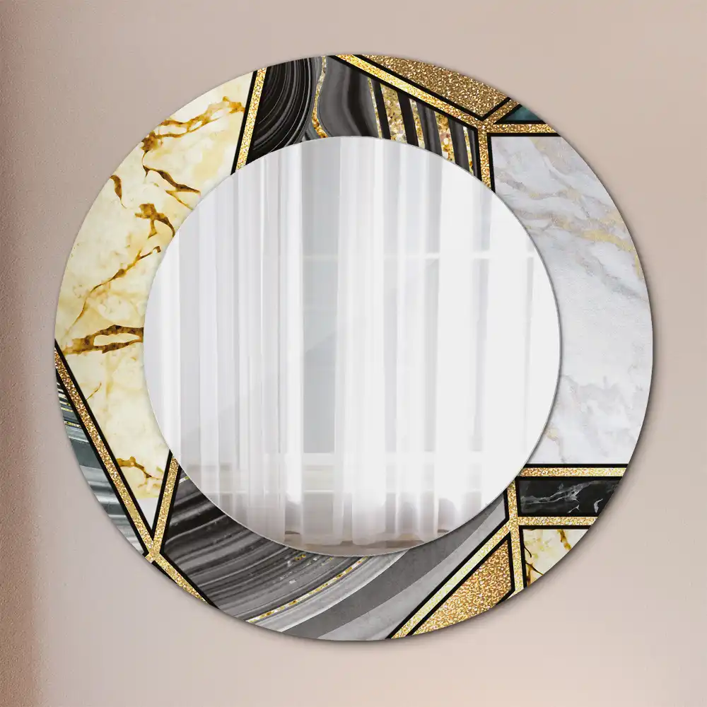 Round printed mirror Marble style