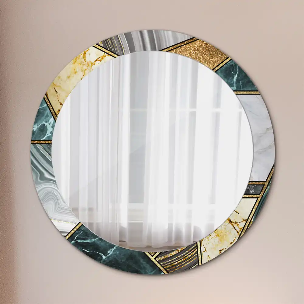 Round printed mirror Marble style