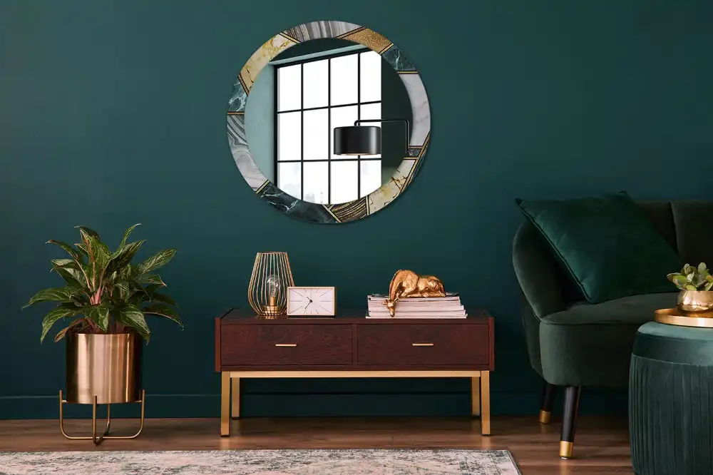 Round printed mirror Marble style