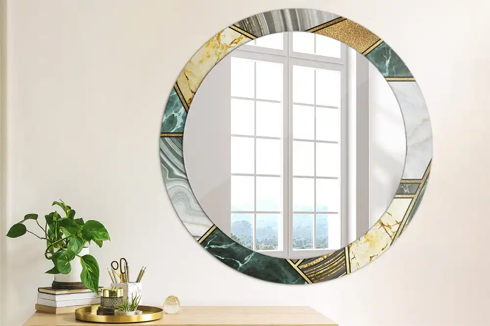 Round printed mirror Marble style