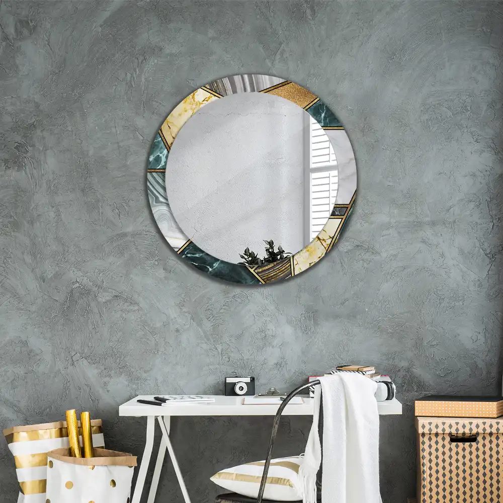 Round printed mirror Marble style