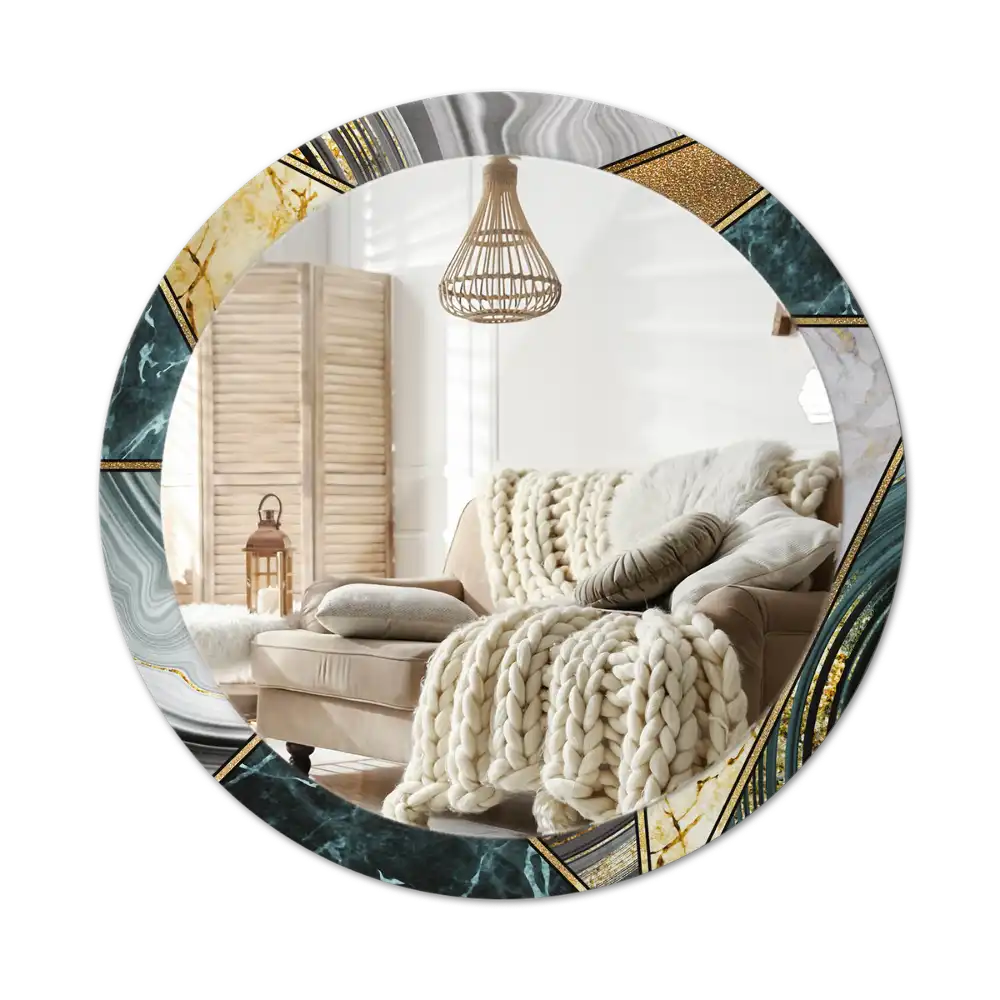 Round printed mirror Marble style