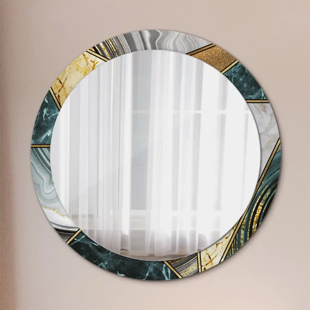 Round printed mirror Marble style