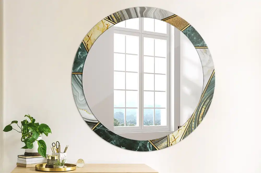 Round printed mirror Marble style