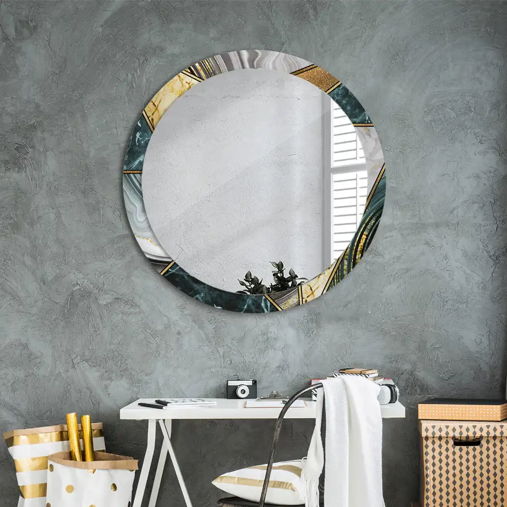 Round printed mirror Marble style