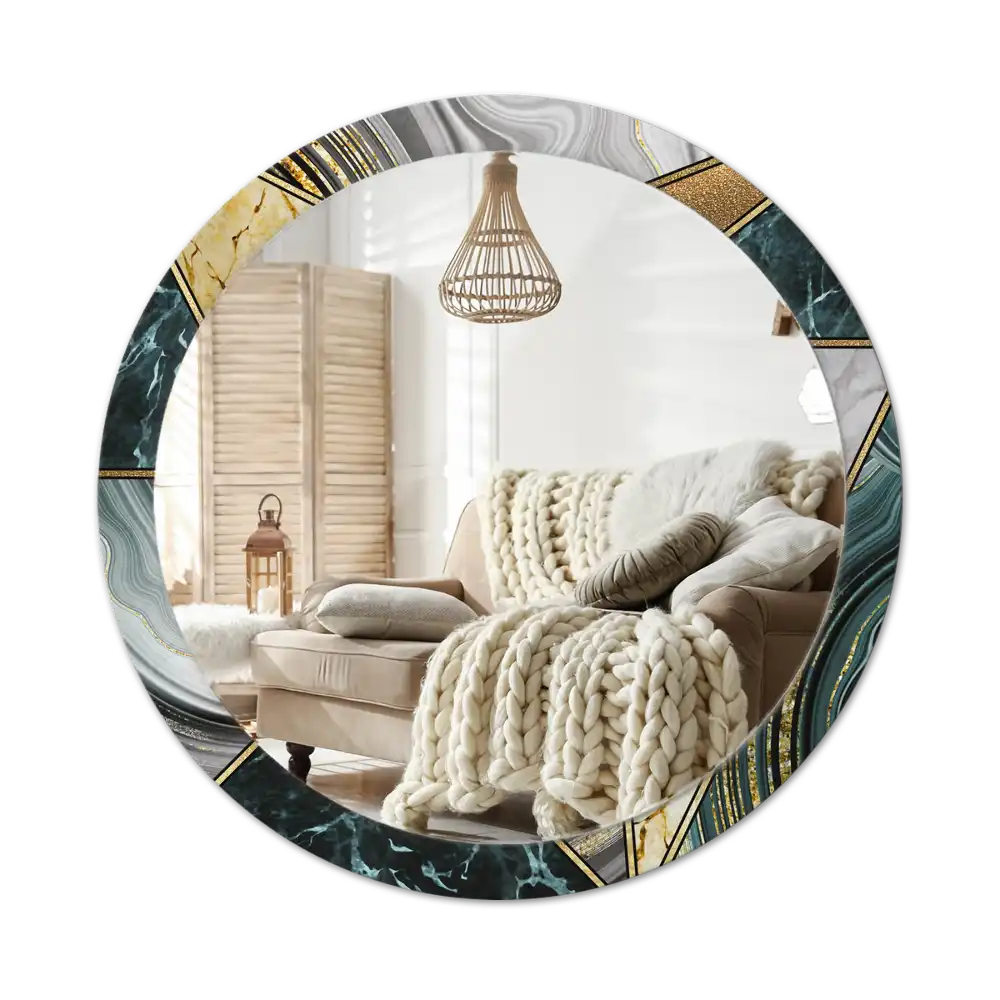 Round printed mirror Marble style