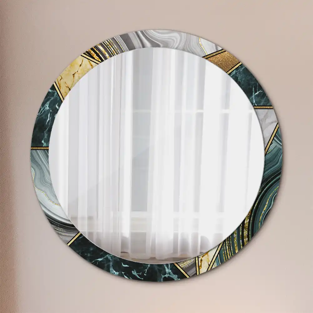 Round printed mirror Marble style