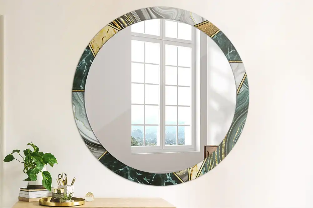 Round printed mirror Marble style