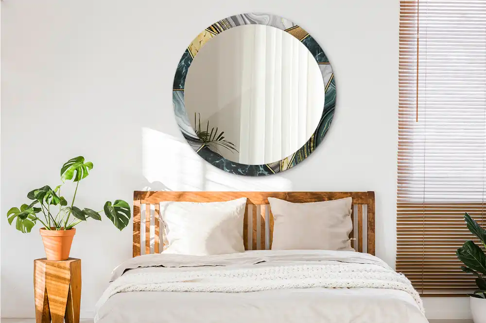 Round printed mirror Marble style