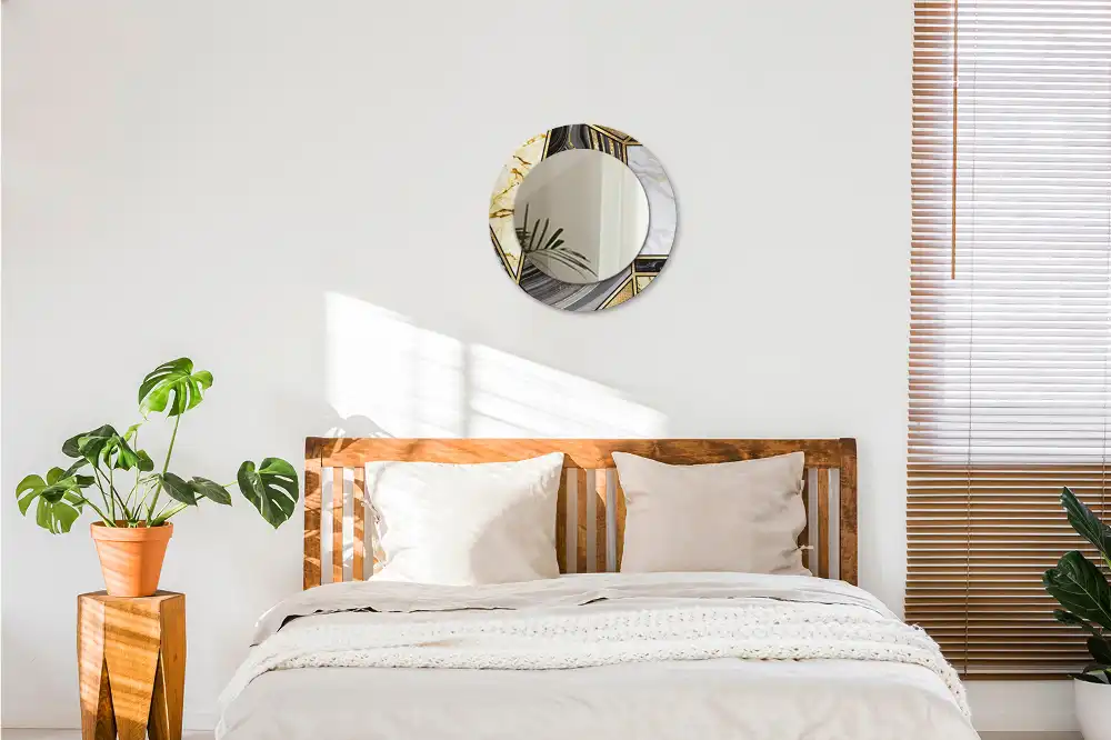 Round printed mirror Marble style