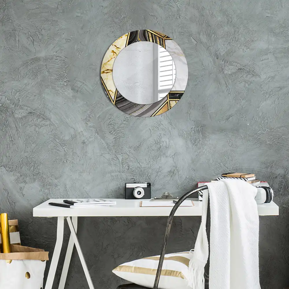 Round printed mirror Marble style