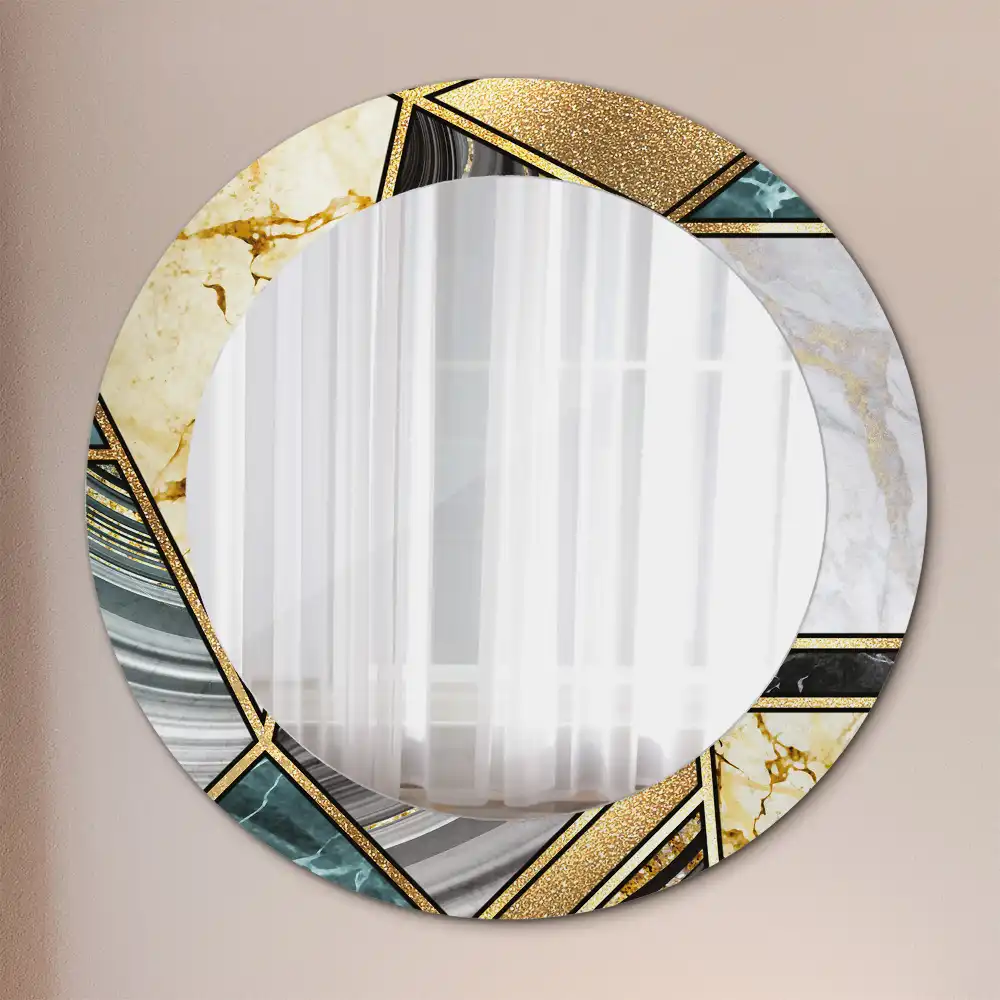 Round printed mirror Marble style