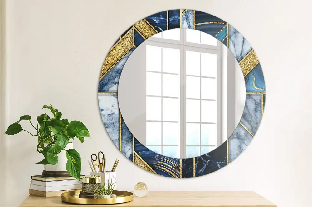 Round decorative mirror Modern marble