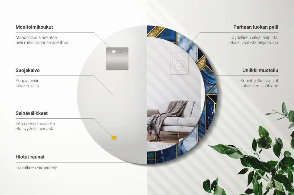 Round decorative mirror Modern marble
