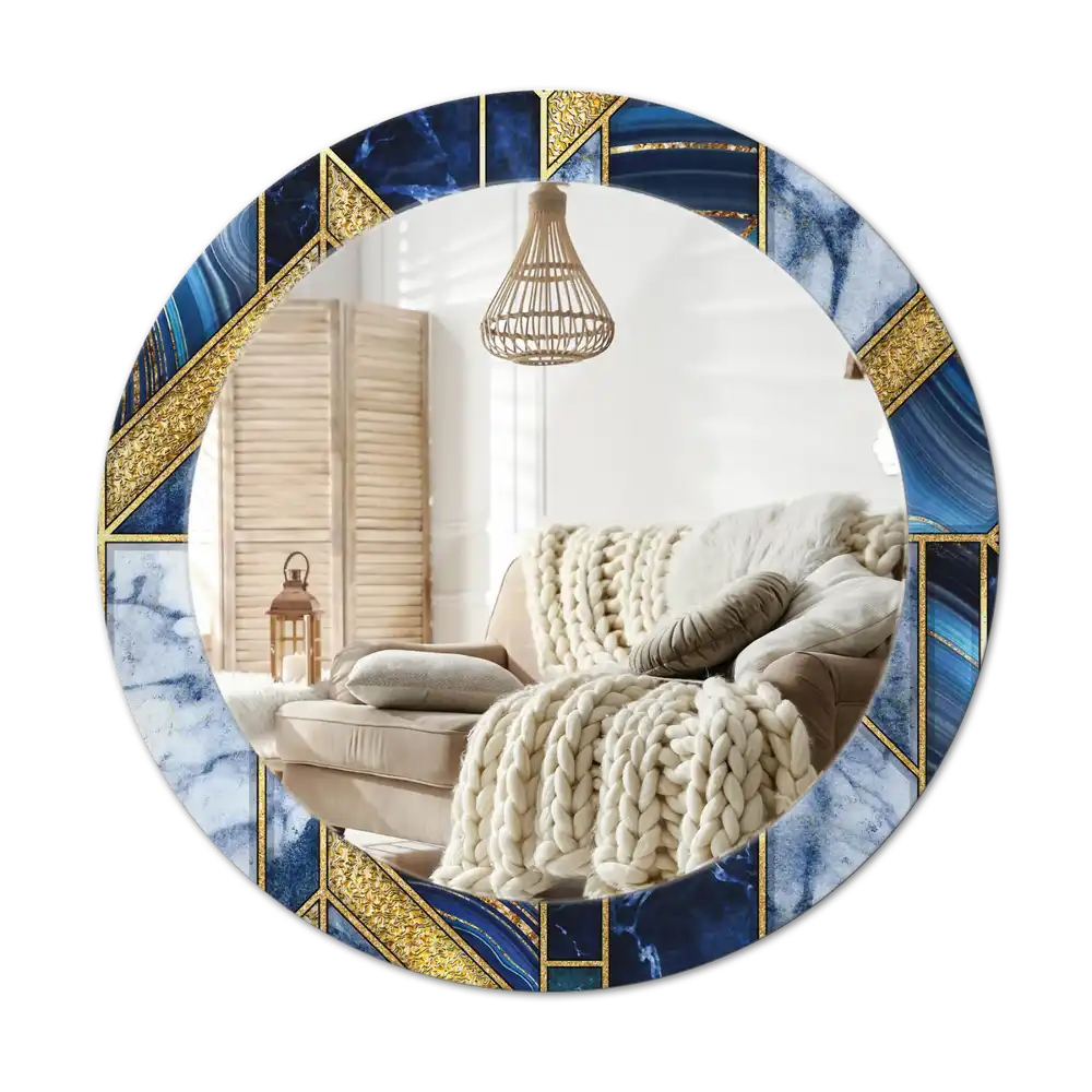 Round decorative mirror Modern marble