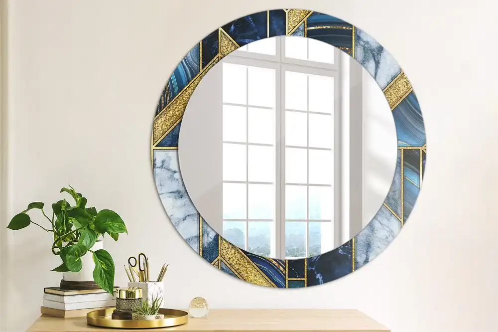 Round decorative mirror Modern marble