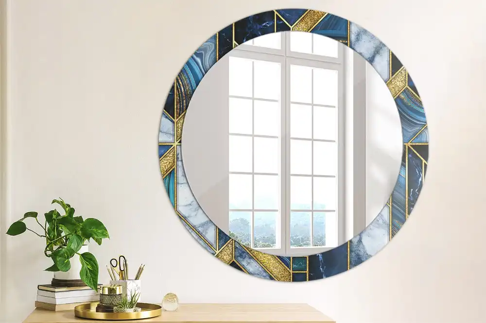 Round decorative mirror Modern marble